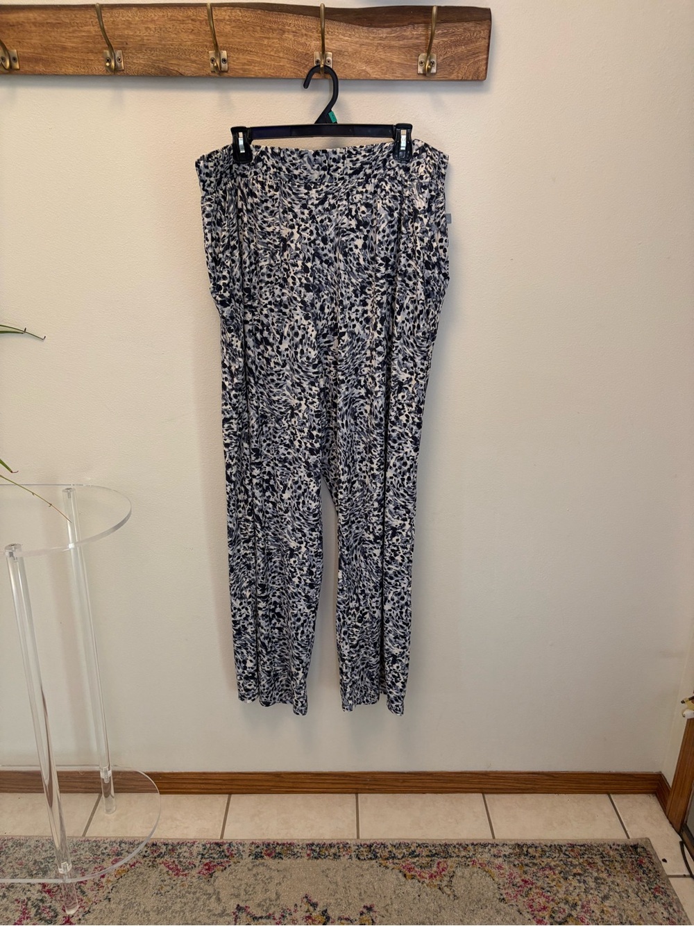 Cacique Navy and White Wide-Leg Pull-On Pants
